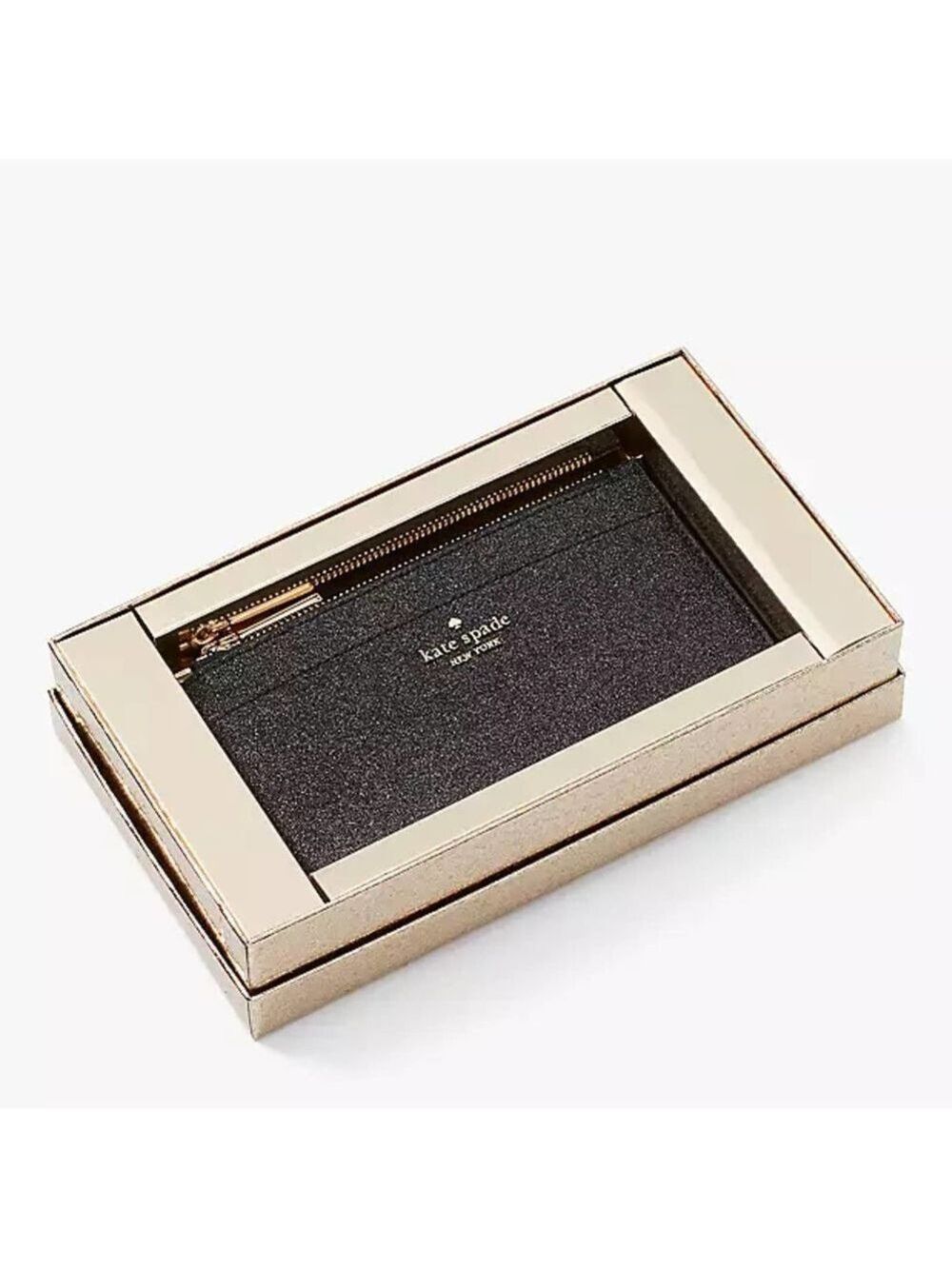 KATE SPADE BLACK GLITTER LARGE SLIM CARDHOLDER
